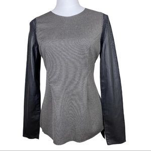 NWT Stella & Jaime Black and Gray Rio Leather long Sleeve Top Medium